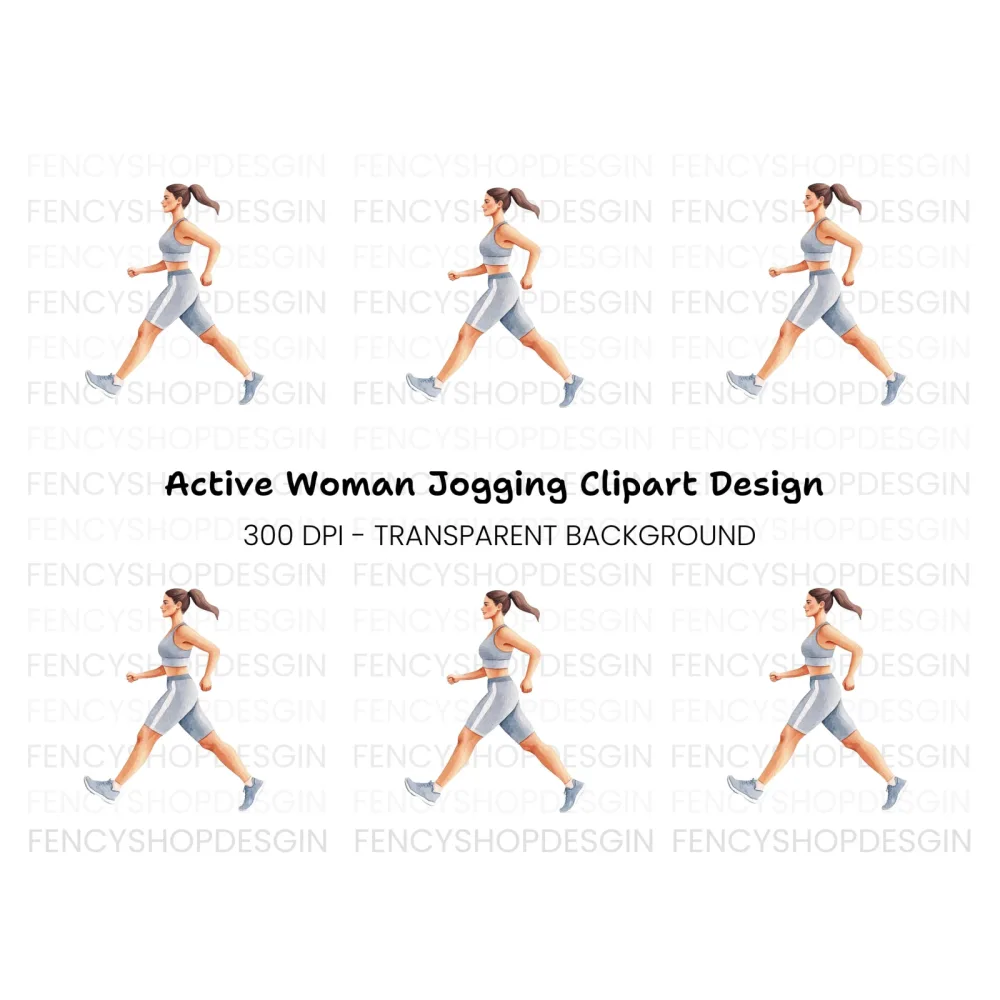 Fitness Woman Running Clipart Bundle