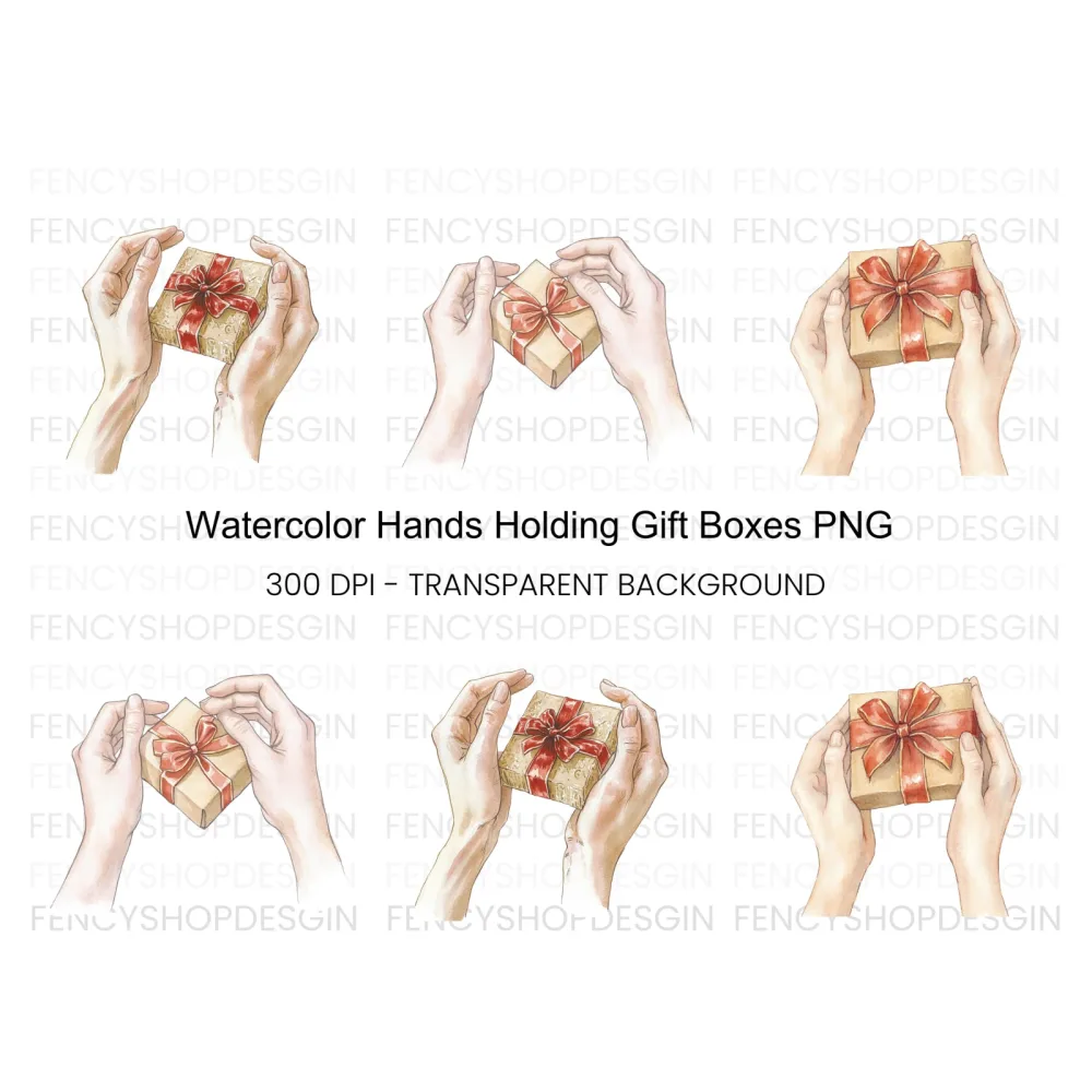 Hands Holding Gift Boxes Clipart Bundle