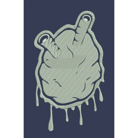 Heart Shape Gray Colour Embroidery Design