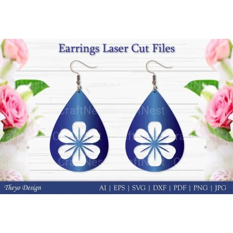 Laser Cut Flower Earrings SVG Bundle
