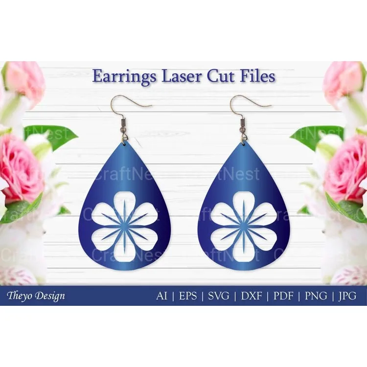 Laser Cut Flower Earrings SVG Bundle