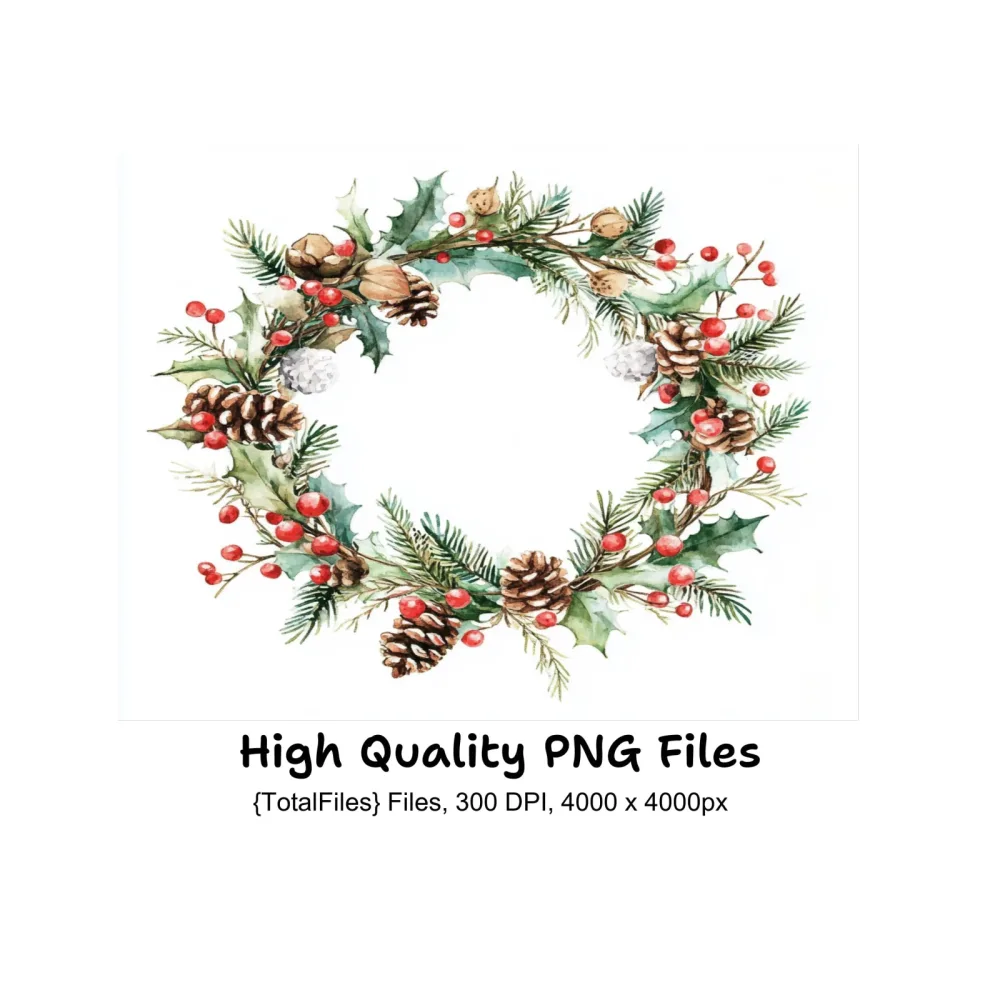 Christmas Wreaths Clipart Bundle