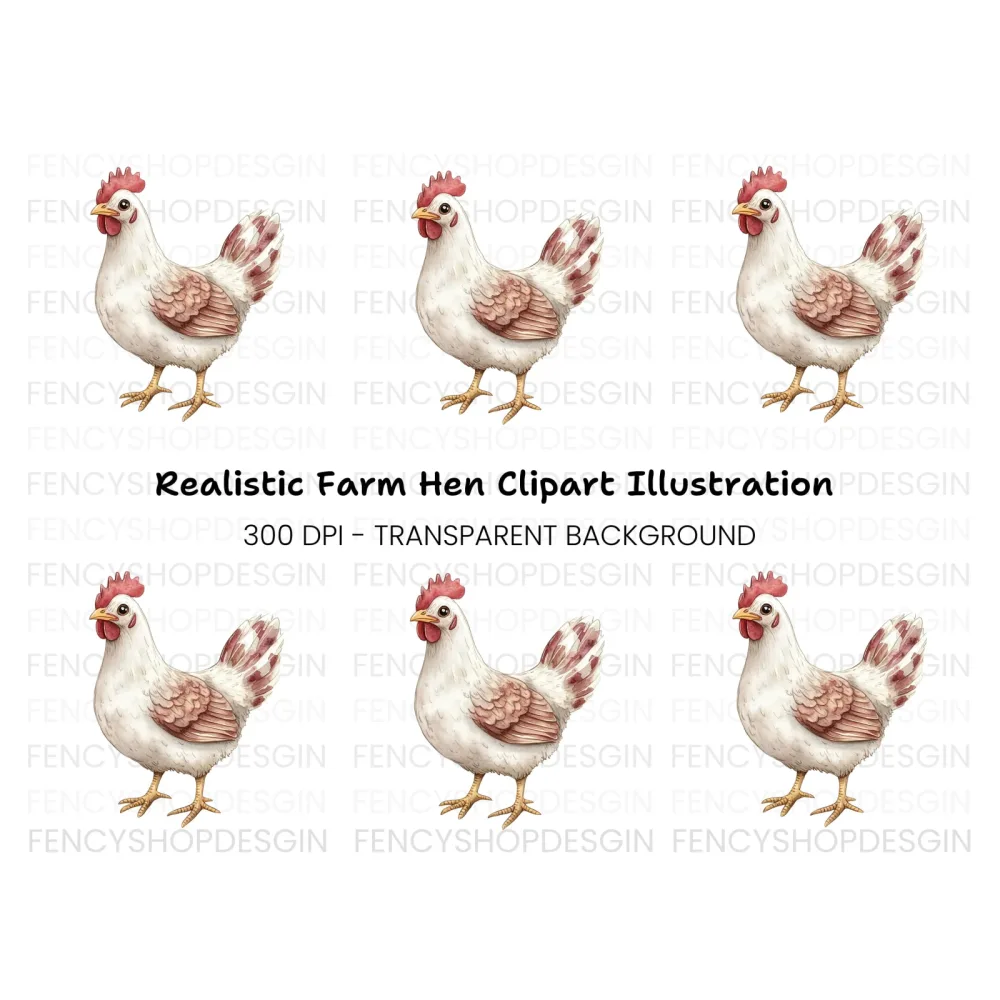 White Chicken Clipart Bundle