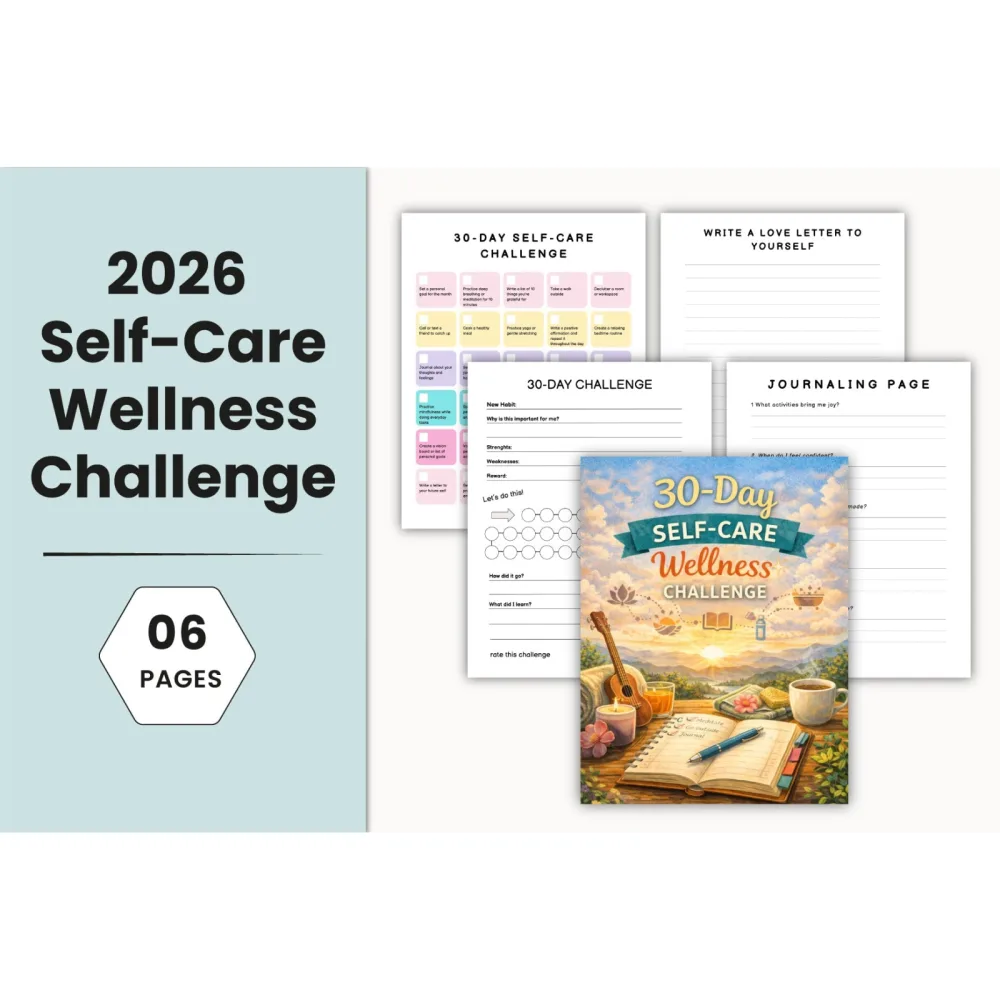 Day Self-Care Wellness Challenge Planner