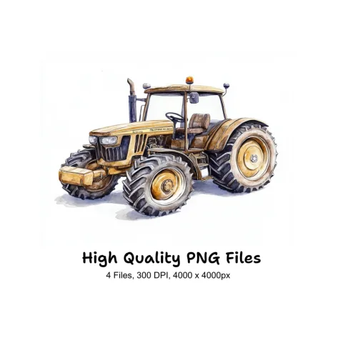 Modern Farm Tractor Clipart Bundle
