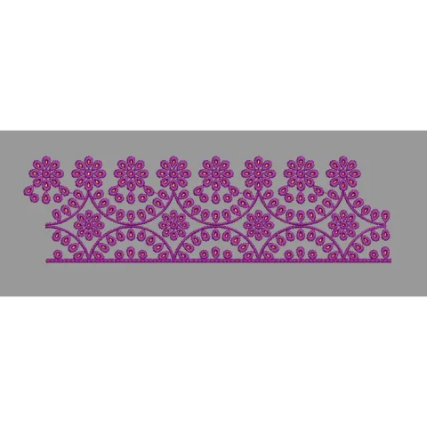Daisy Jaal Scallop Border - Purple & Magenta Embroidery Design