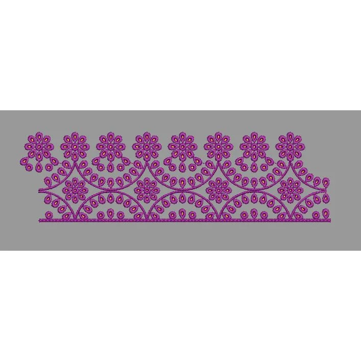 Daisy Jaal Scallop Border - Purple & Magenta Embroidery Design