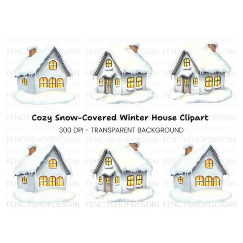 Winter Houses Clipart Bundle