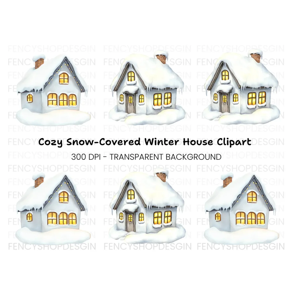 Winter Houses Clipart Bundle