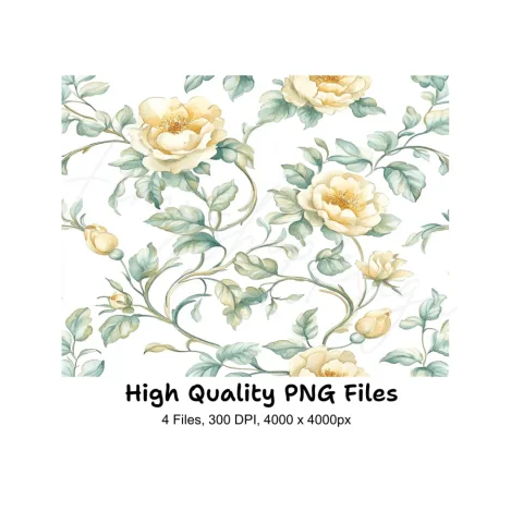 Floral Vines Seamless Pattern Clipart Bundle