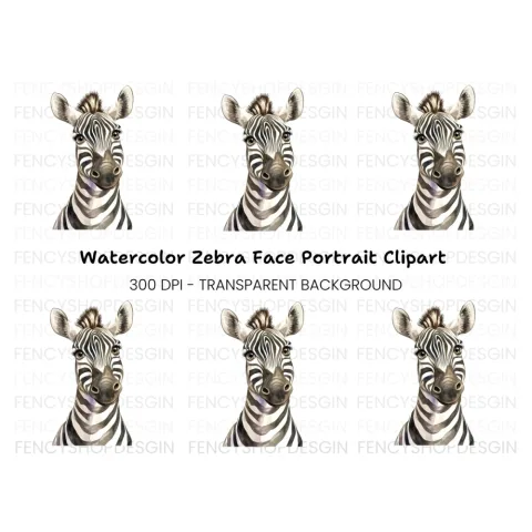 Cute Zebra Head Clipart Bundle