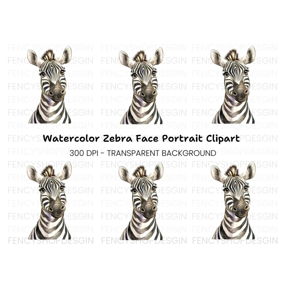 Cute Zebra Head Clipart Bundle