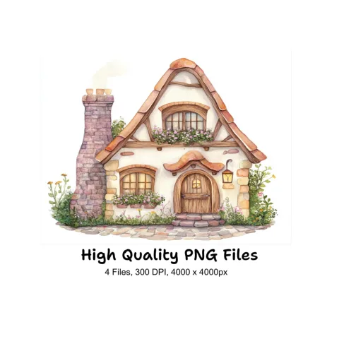 Fantasy Cottages Clipart Bundle