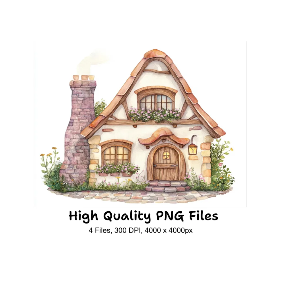 Fantasy Cottages Clipart Bundle