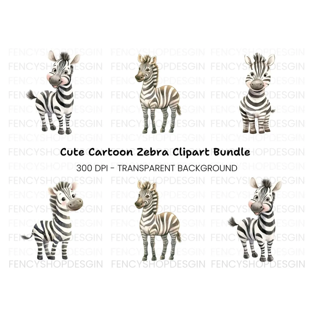 Cute Zebra Clipart Bundle