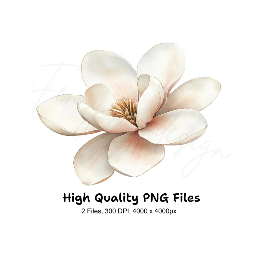Elegant Magnolia Flower Clipart Bundle