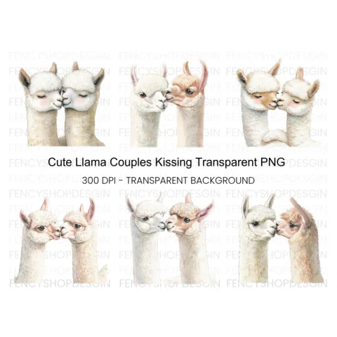 Sweet Llama Couple Love Clipart Bundle