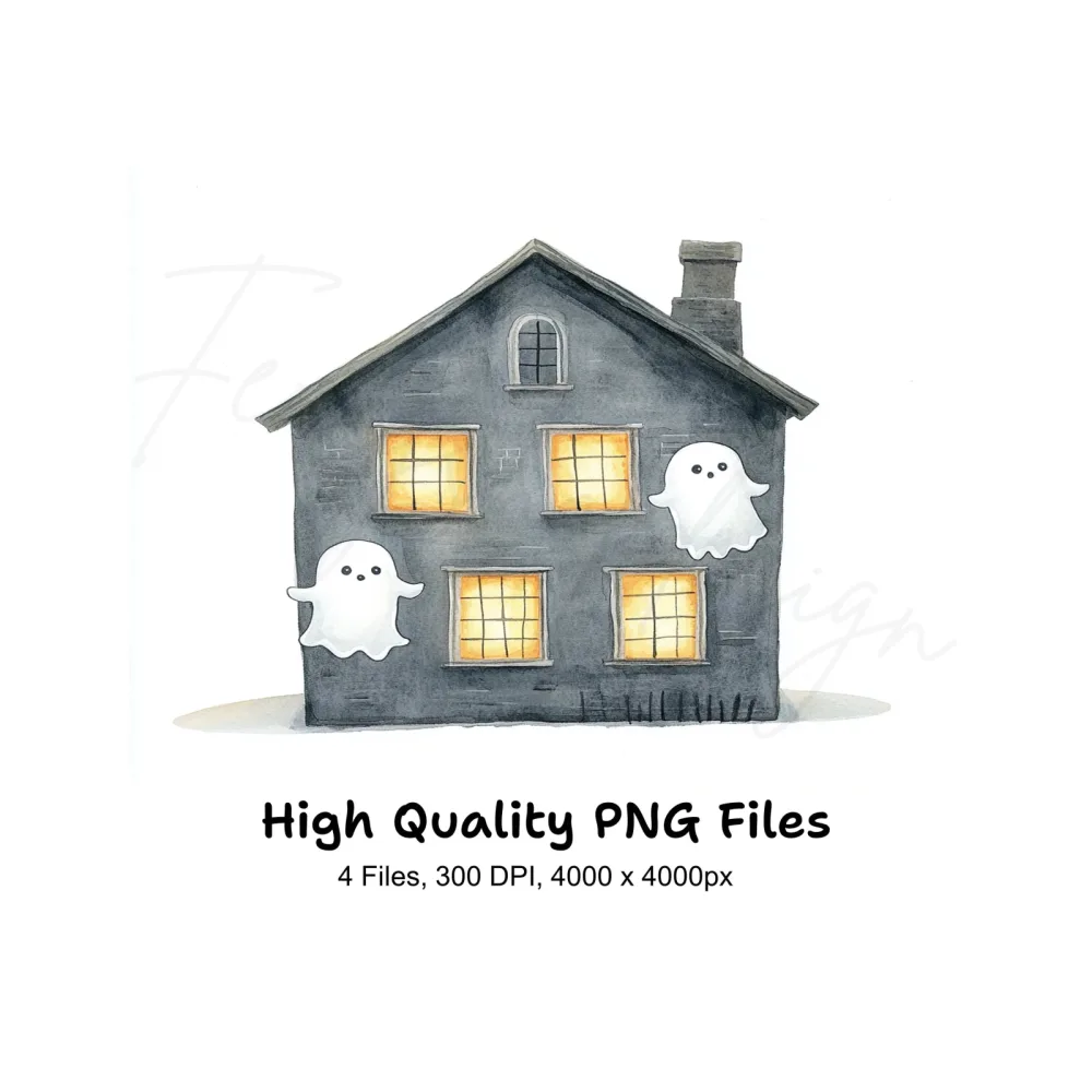 Spooky Haunted House Ghost Clipart Bundle