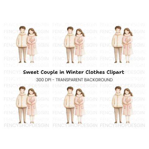 Cute Couple Winter Clipart Bundle