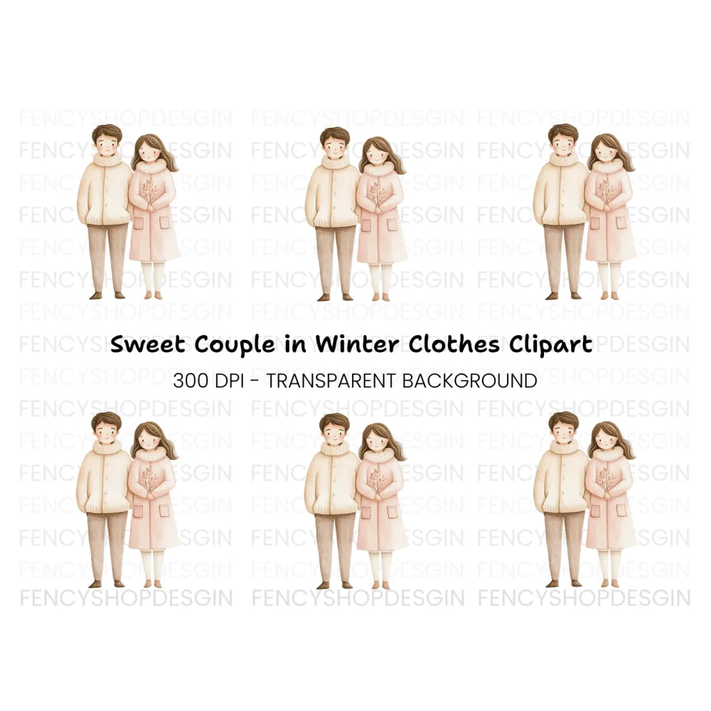 Cute Couple Winter Clipart Bundle