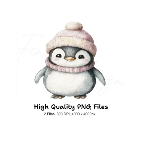 Charming Penguin Scarf Hat Clipart Bundle