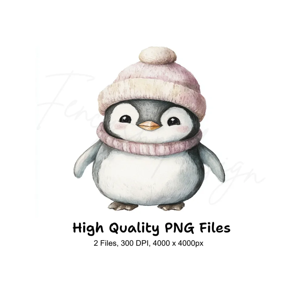 Charming Penguin Scarf Hat Clipart Bundle