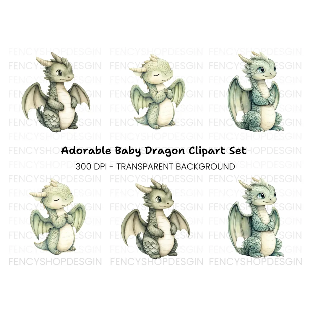 Cute Baby Dragon Clipart Bundle