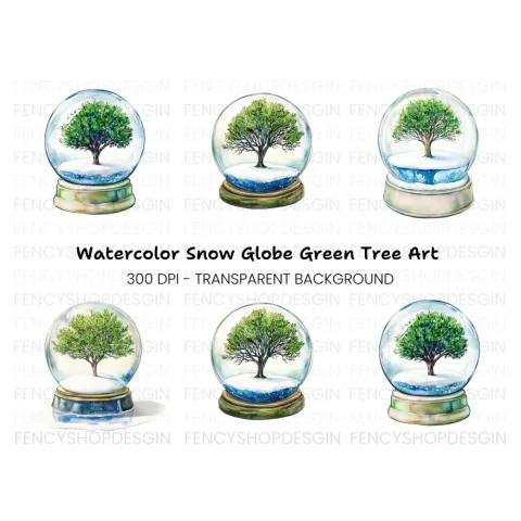 Snow Globe Trees Clipart Bundle