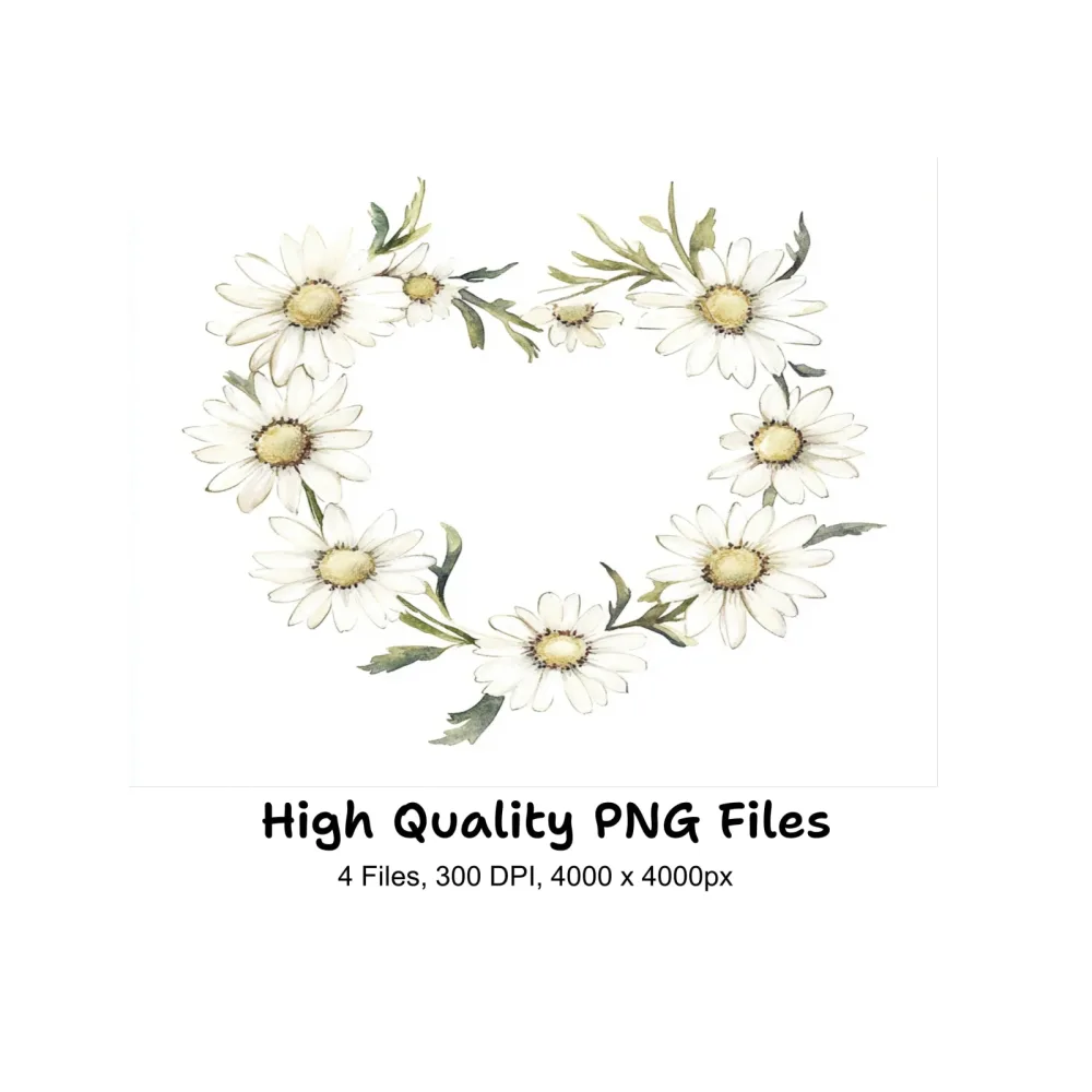 Charming Daisy Wreaths Clipart Bundle