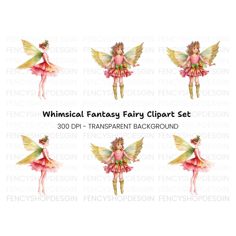 Elegant Christmas Fairy Clipart Bundle