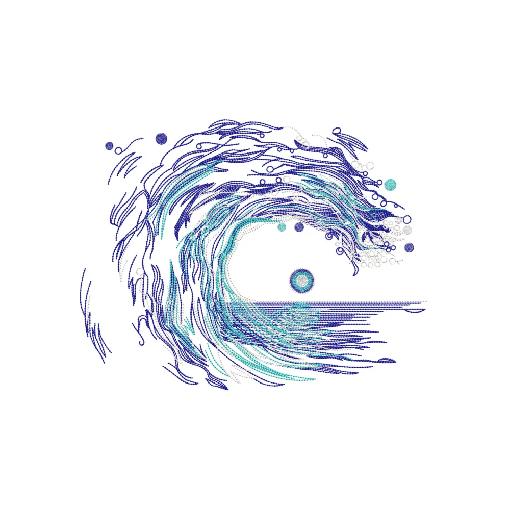 Wave Art Embroidery Design
