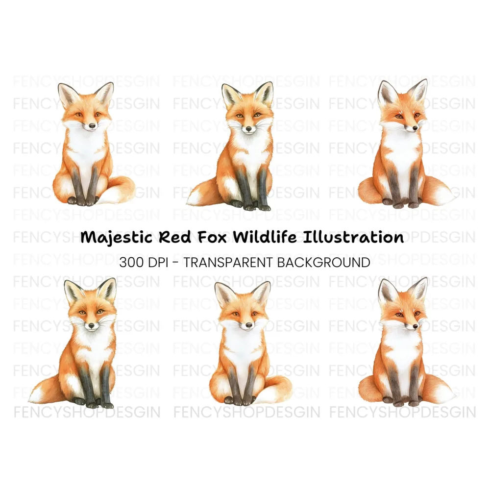 Cute Red Fox Clipart Bundle