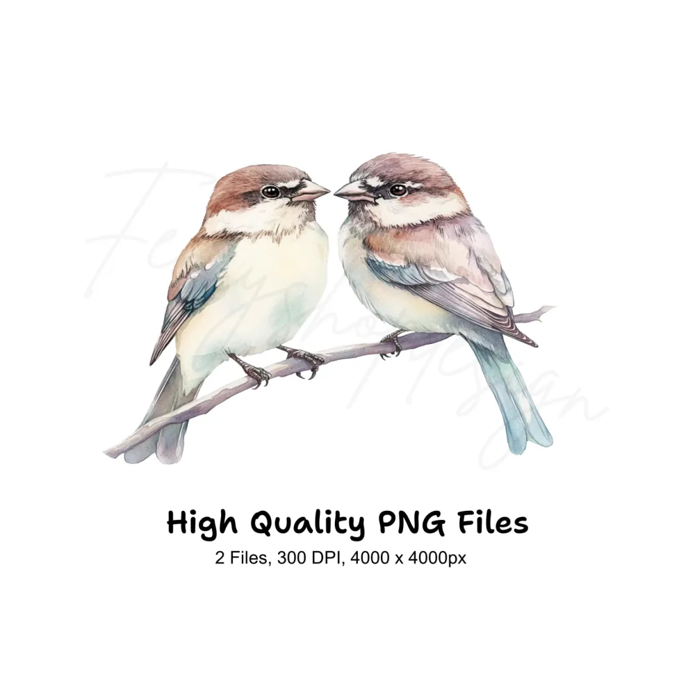 Birds on Branch Clipart Bundle