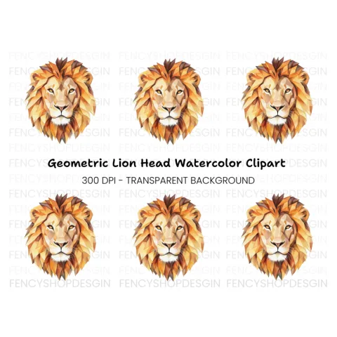 Geometric Lion Head Clipart Bundle