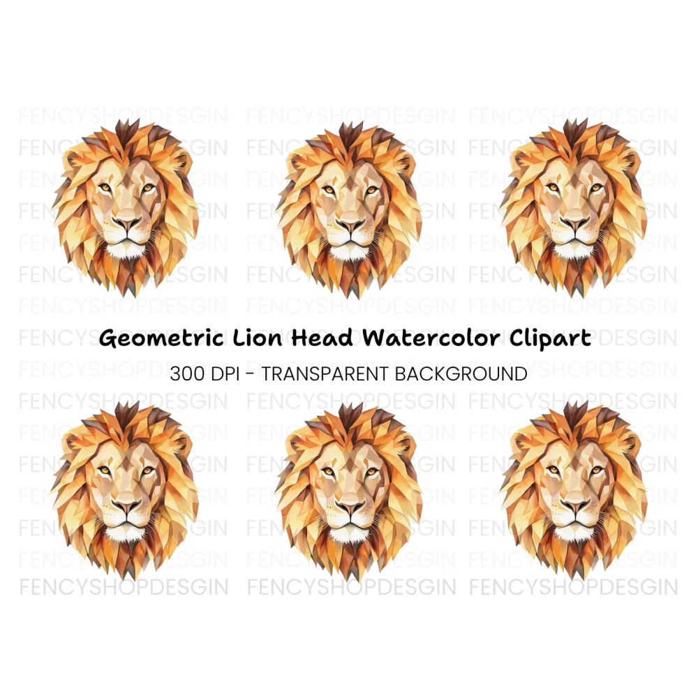 Geometric Lion Head Clipart Bundle