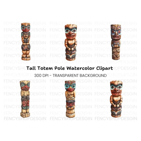 Traditional Totem Pole Clipart Bundle