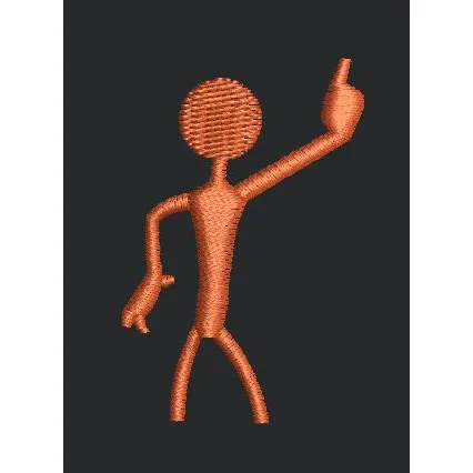 Pointing Stick Figure Embroidery Design