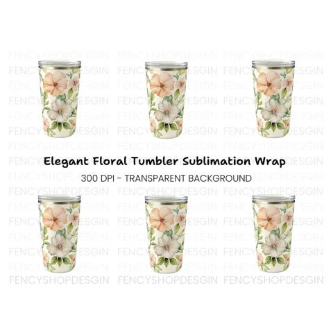 Floral Tumbler Clipart Bundle