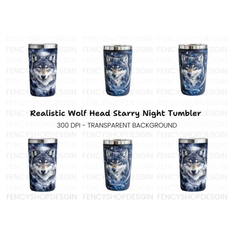 Wolf Tumbler Celestial Night Clipart Bundle