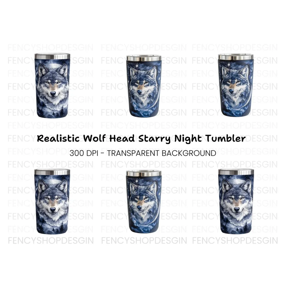 Wolf Tumbler Celestial Night Clipart Bundle