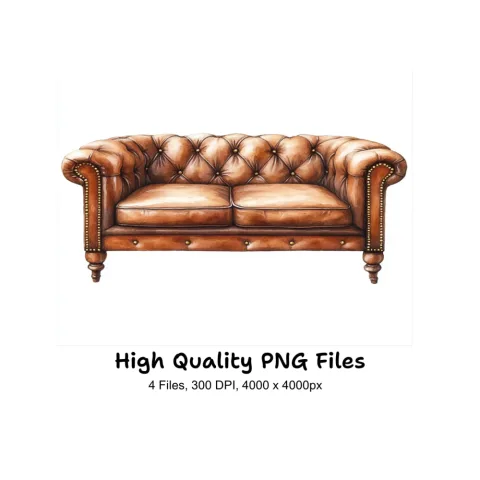 Elegant Chesterfield Sofa Clipart Bundle