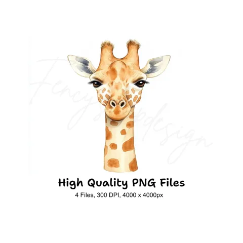 Realistic Giraffe Head Clipart Bundle