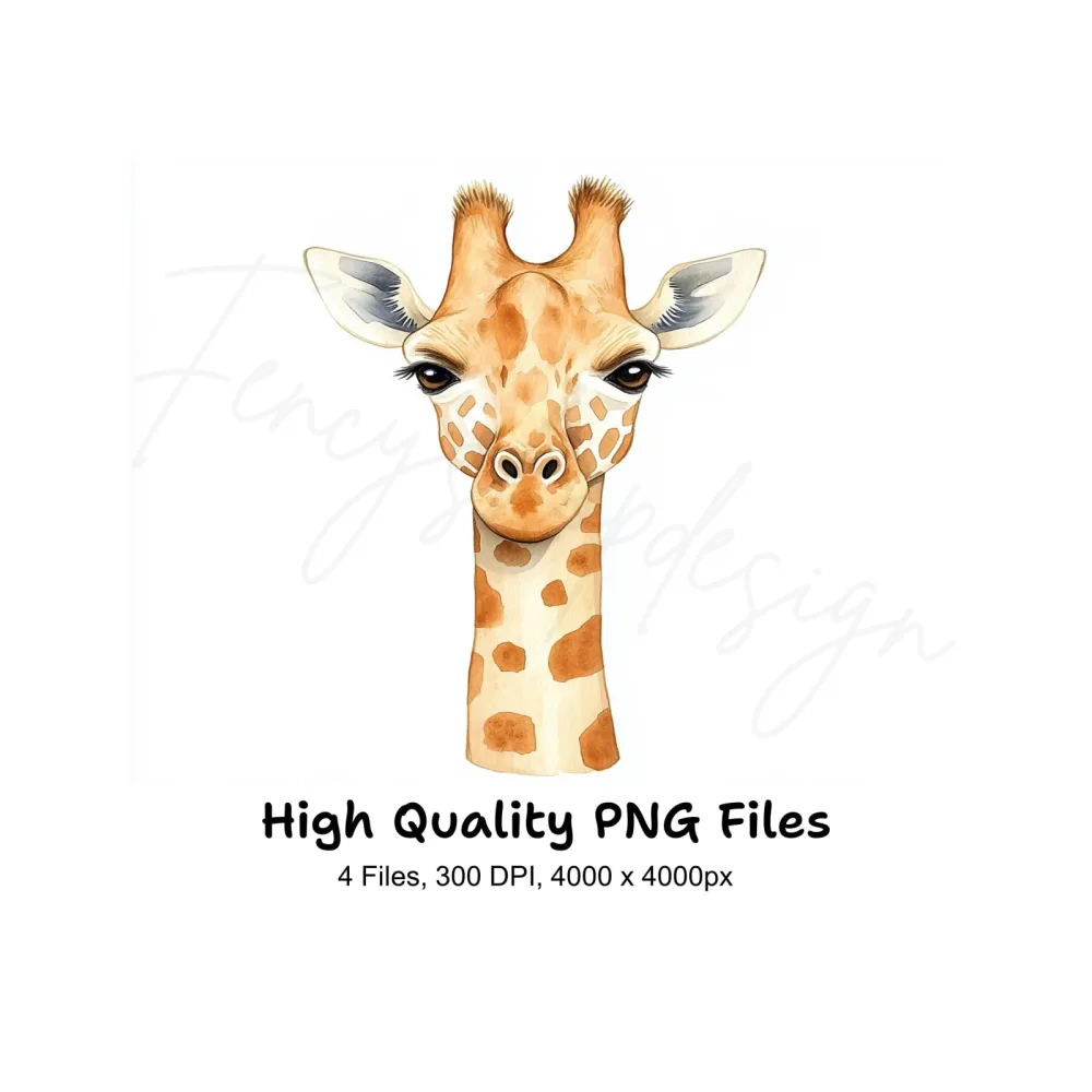 Realistic Giraffe Head Clipart Bundle