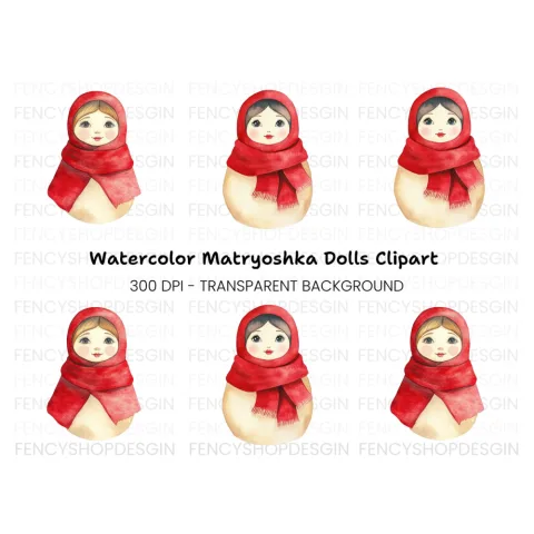 Cute Matryoshka Dolls Clipart Bundle