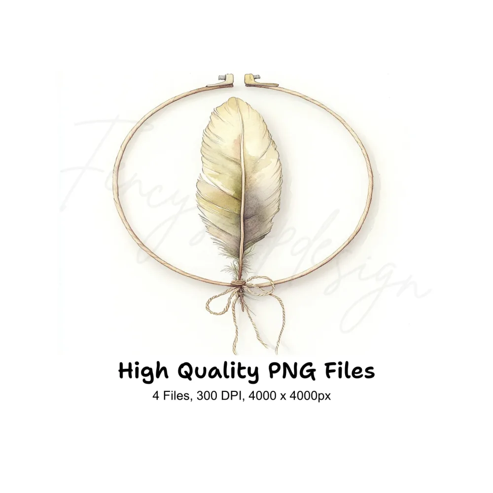 Boho Feather Hoop Clipart Bundle