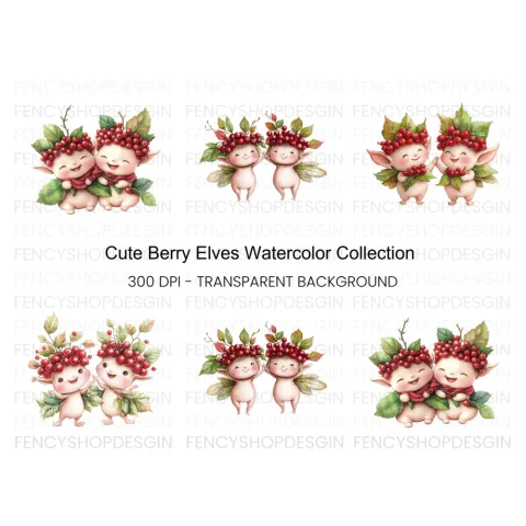 Cute Berry Fairies Clipart Bundle