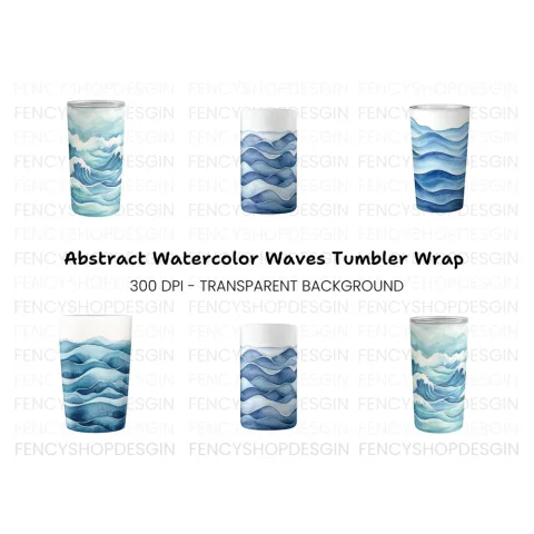 Abstract Blue Wave Tumbler Clipart Bundle