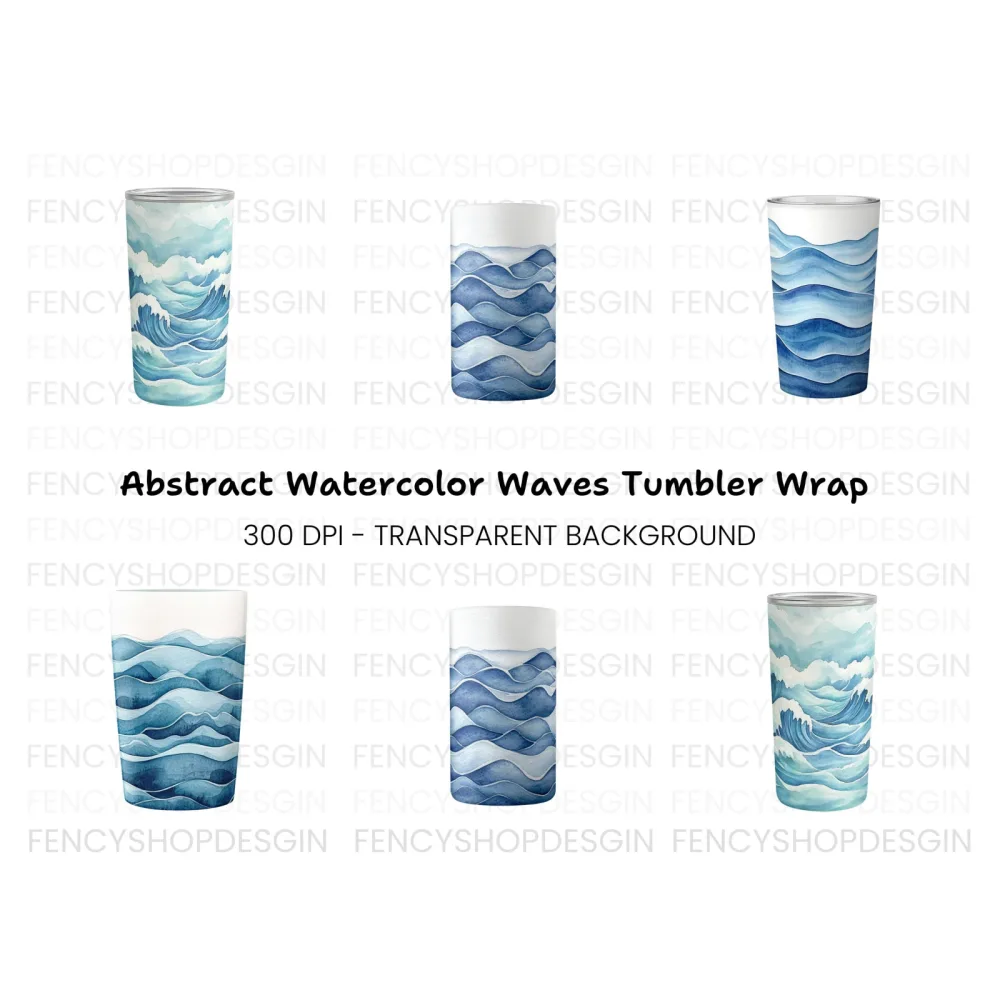 Abstract Blue Wave Tumbler Clipart Bundle