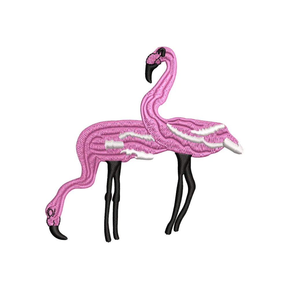 Pink Flamingo Pair Embroidery Design