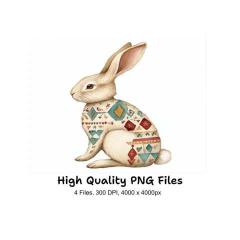 Boho Chic Rabbit Clipart Bundle